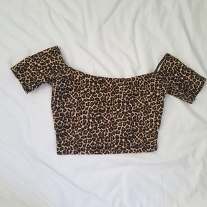 Cheetah off shoulder crop top